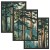 Tryptyk Las Drzewa 3 Obrazy w Ramach 33x43 cm do Salonu Sypialni Kuchni