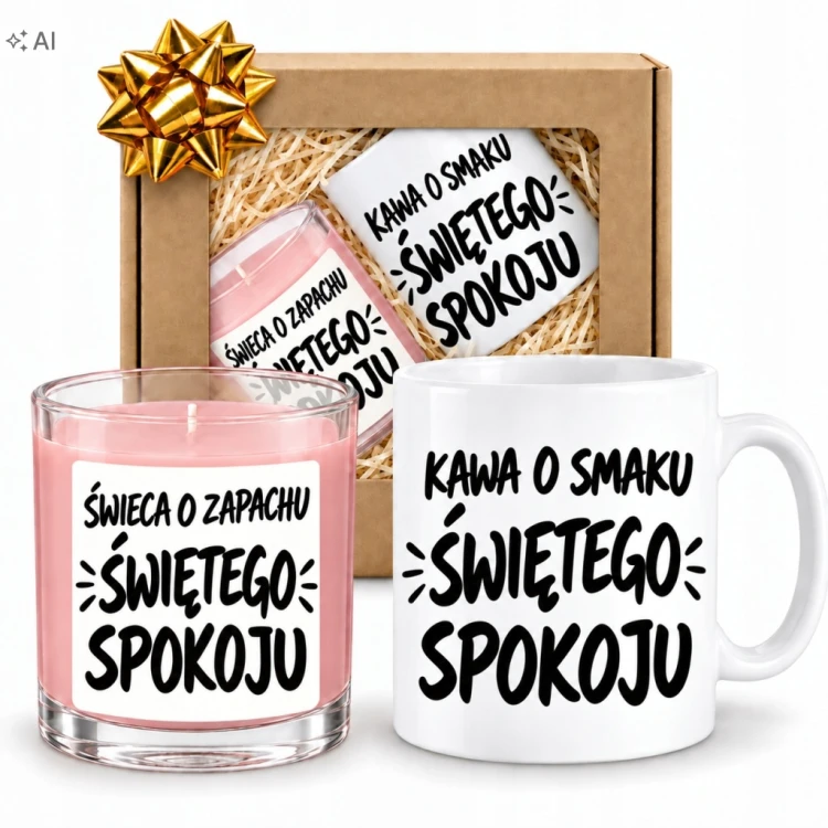 ZESTAW KUBEK ŚWIECA ŚWIECZKA PREZENT DLA MAMY TATY PRZYJACIÓŁKI GOTOWY